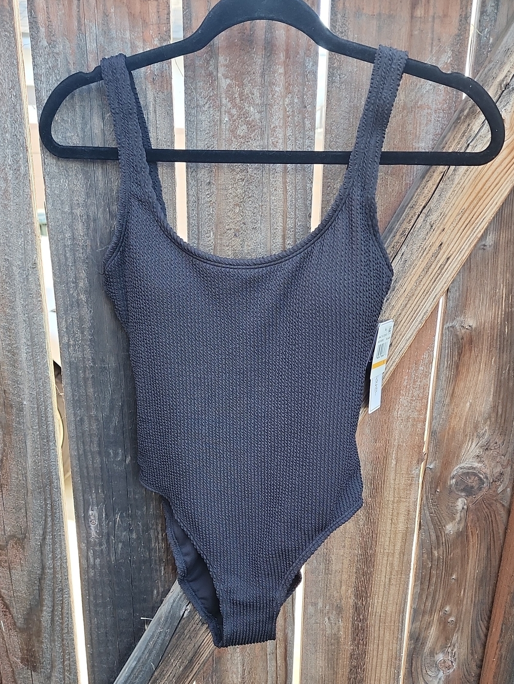 New Salt And CovevTextured Black Scoop Neck One-Piece Swimsuit, NWT, Sz. Small
